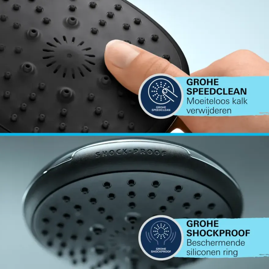 Grohe Douchesysteem Vitalio Comfort 250 met thermostaatkraan, Max. 8,0L/M Bij 3 Bar - Chroom - hartafstand kraan 15 cm