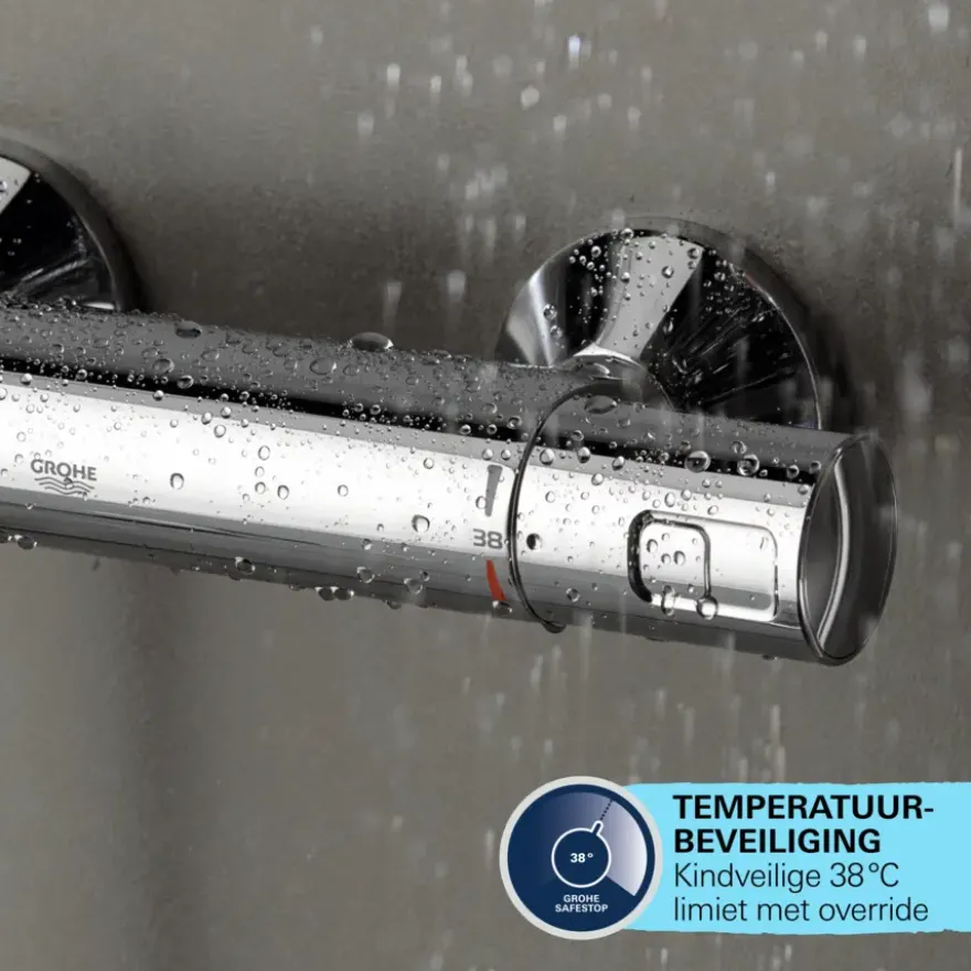 Grohe Douchesysteem Vitalio Comfort 250 met thermostaatkraan, Max. 8,0L/M Bij 3 Bar - Chroom - hartafstand kraan 15 cm