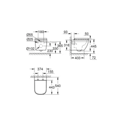 Grohe hangend toilet Ceramic met softclose wc bril