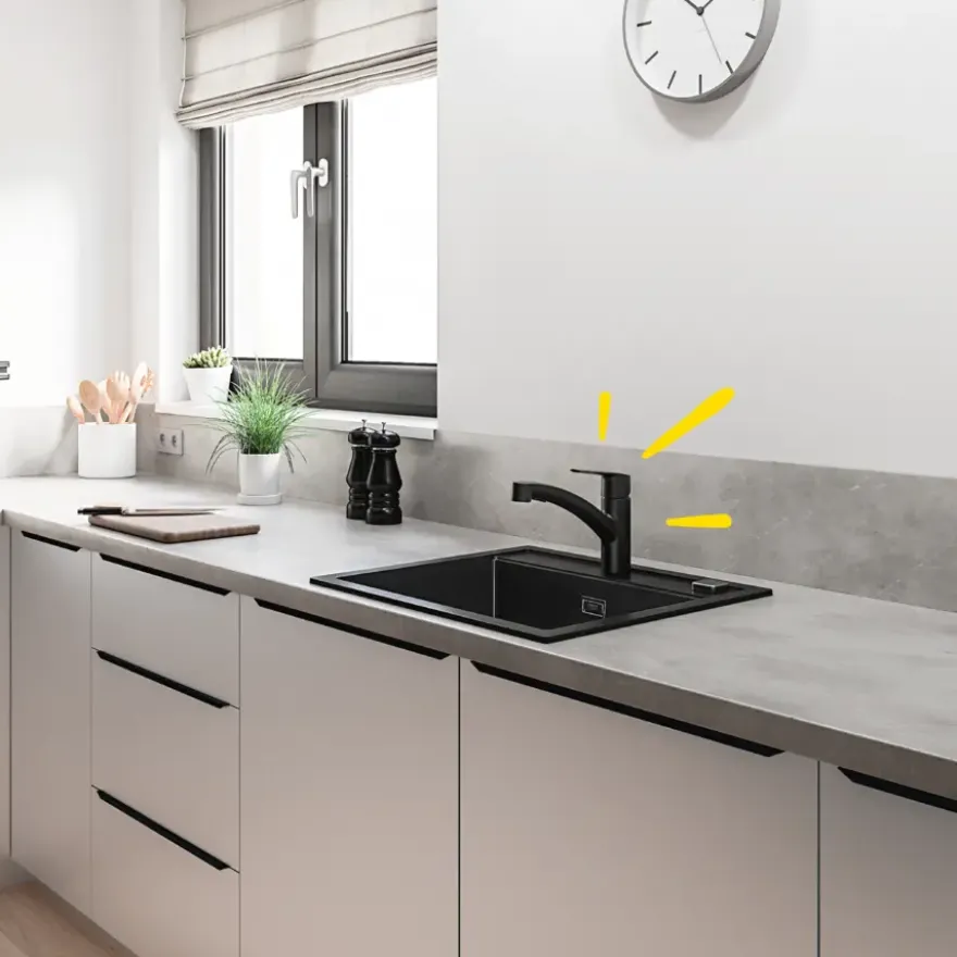 Grohe keukenkraan Quickfix Start uitrekbaar zwart