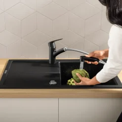 Grohe keukenkraan Quickfix Start uitrekbaar zwart