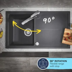 Grohe keukenkraan Quickfix Start uitrekbaar zwart