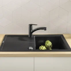 Grohe keukenkraan Quickfix Start uitrekbaar zwart
