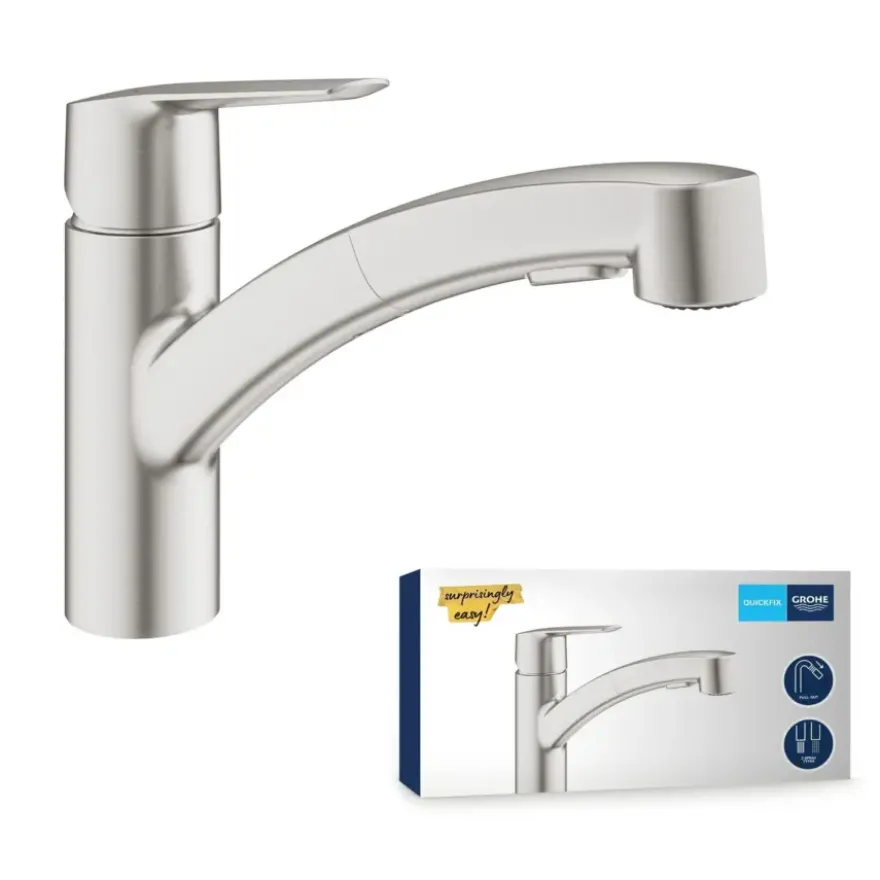 Grohe keukenkraan Start dual spray QuickFix supersteel (RVS look)