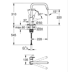 Grohe keukenkraan Start hoge U-uitloop QuickFix supersteel (RVS look)