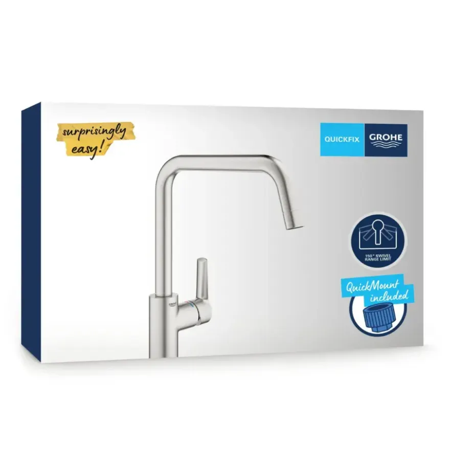 Grohe keukenkraan Start hoge U-uitloop QuickFix supersteel (RVS look)