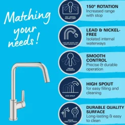 Grohe keukenkraan Start hoge U-uitloop QuickFix supersteel (RVS look)
