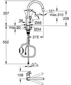 Grohe keukenkraan Start Loop hoge C-uitloop uitrekbaar chroom