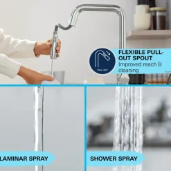 Grohe Keukenmengkraan Start Edge Hoge Uitloop Uittrekbare Mousseur Chroom