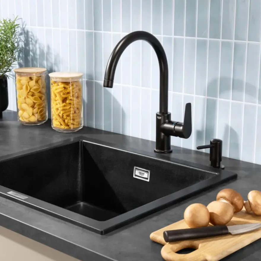 GROHE keukenmengkraan Start Edge hoge uitloop mat zwart