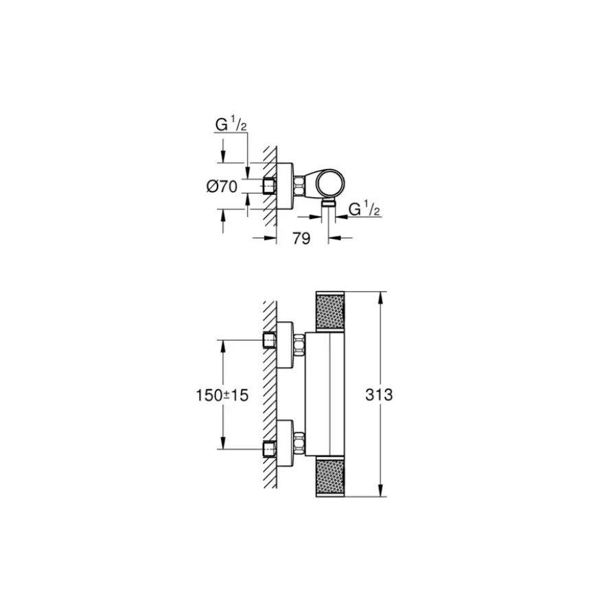Grohe Precision Feel thermostatische douchekraan chroom 15 cm