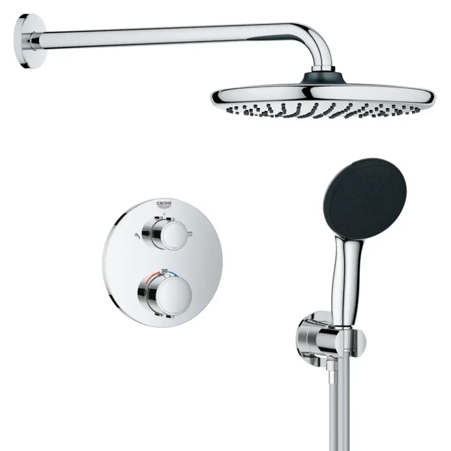 Grohe Precision Thermostat Perfect inbouw douchesysteem met Vitalio Comfort 250 hoofddouche rond Chroom