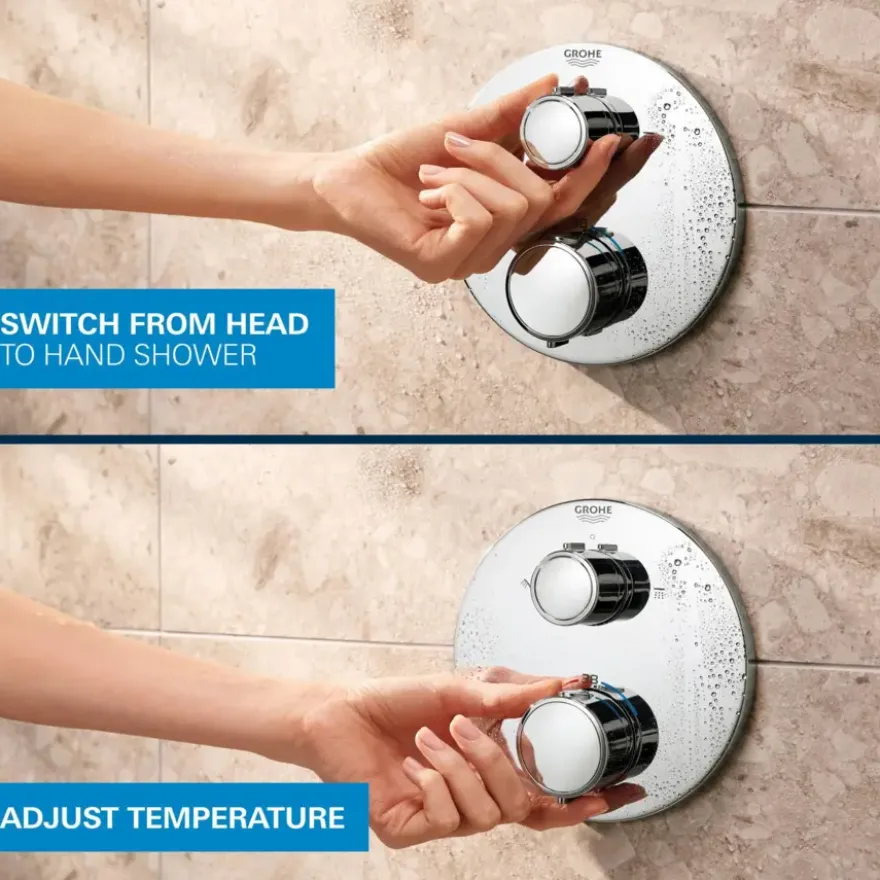 Grohe Precision Thermostat Perfect inbouw douchesysteem met Vitalio Comfort 250 hoofddouche rond Chroom