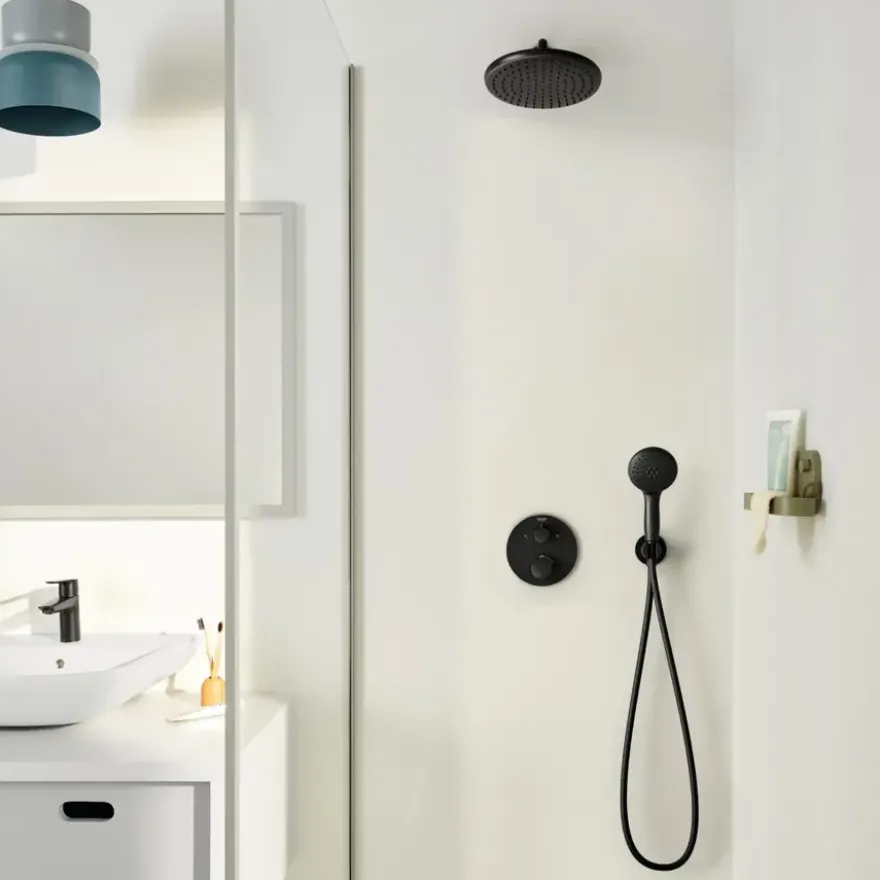 Grohe Precision Thermostat Perfect inbouw douchesysteem met Vitalio Comfort 250 hoofddouche rond Mat Zwart