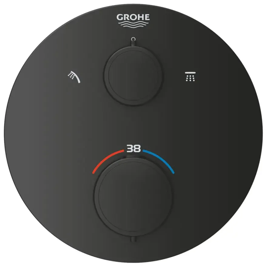 Grohe Precision Thermostat Perfect inbouw douchesysteem met Vitalio Comfort 250 hoofddouche rond Mat Zwart