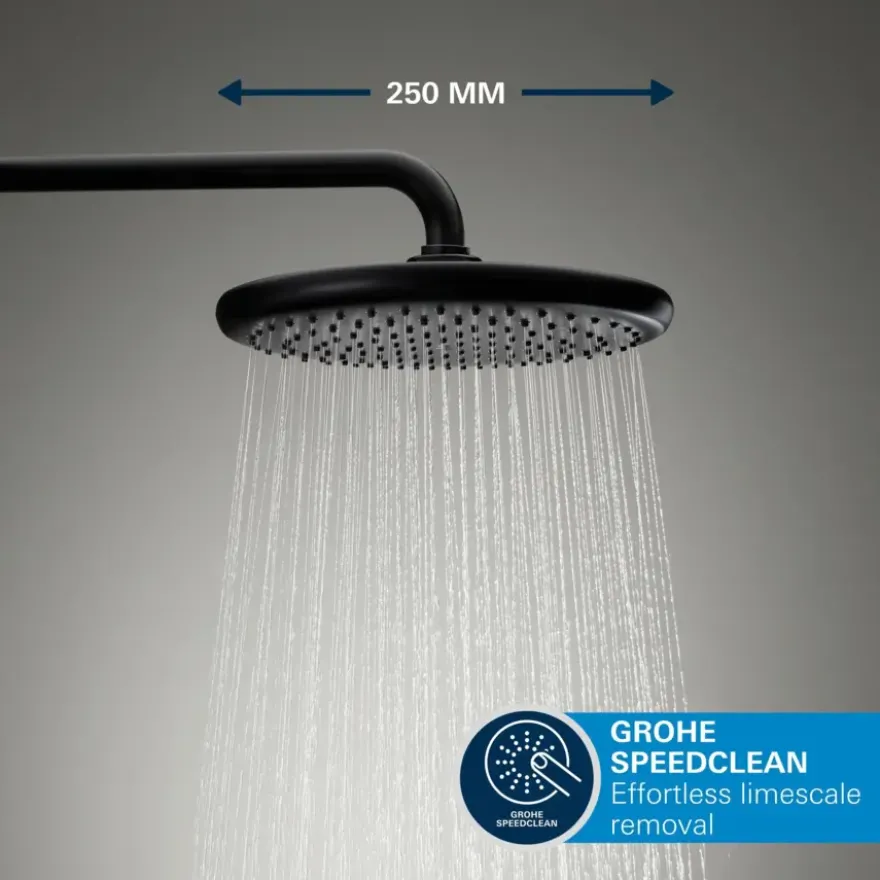 Grohe Precision Thermostat Perfect inbouw douchesysteem met Vitalio Comfort 250 hoofddouche rond Mat Zwart