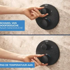 Grohe Precision Thermostat Perfect inbouw douchesysteem met Vitalio Comfort 250 hoofddouche rond Mat Zwart