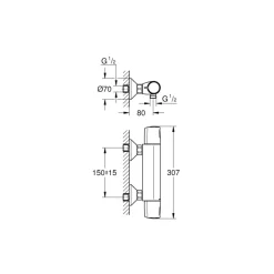 Grohe Precision Trend Cool Touch thermostatische douchekraan 15cm