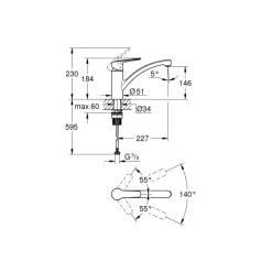Grohe Quickfix keukenkraan Start lage uitloop chroom