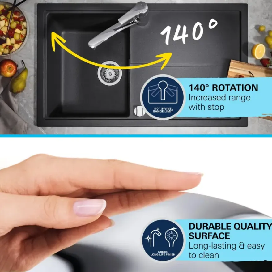 Grohe Quickfix keukenkraan Start lage uitloop chroom