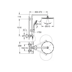 Grohe regendoucheset Euphoria XXL 310 met handdouche en thermostaatkraan grafiet