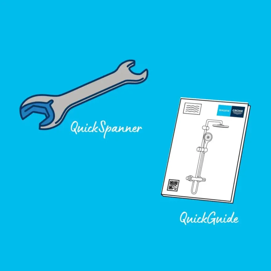 Grohe regendoucheset Quickfix Vitalio Joy XXL - hoofddouche 31 cm - met handdouche en thermostaatkraan 3 standen chroom - hartafstand kraan 15 cm