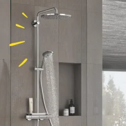 Grohe regendoucheset Quickfix Vitalio Joy XXL - hoofddouche 31 cm - met handdouche en thermostaatkraan 3 standen chroom - hartafstand kraan 15 cm