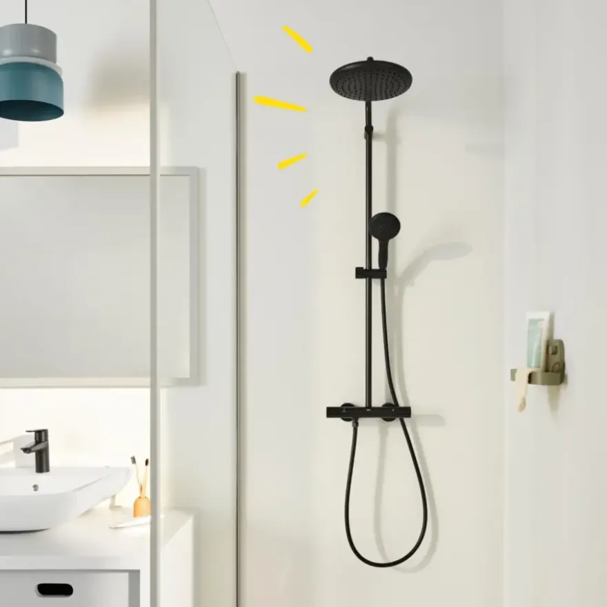 Grohe regendoucheset Quickfix Vitalio Start met handdouche 2 standen zwart - hartafstand kraan 15 cm