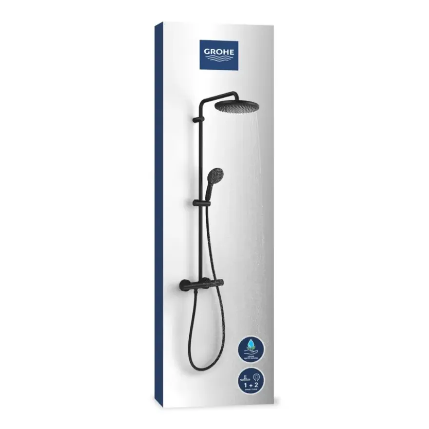 Grohe regendoucheset Quickfix Vitalio Start met handdouche 2 standen zwart - hartafstand kraan 15 cm