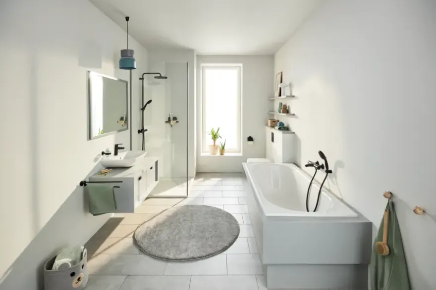 Grohe regendoucheset Quickfix Vitalio Start met handdouche 2 standen zwart - hartafstand kraan 15 cm