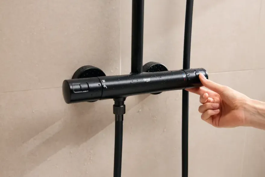 Grohe regendoucheset Quickfix Vitalio Start met handdouche 2 standen zwart - hartafstand kraan 15 cm