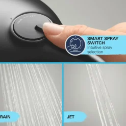 Grohe regendoucheset Quickfix Vitalio Start met handdouche 2 standen zwart - hartafstand kraan 15 cm