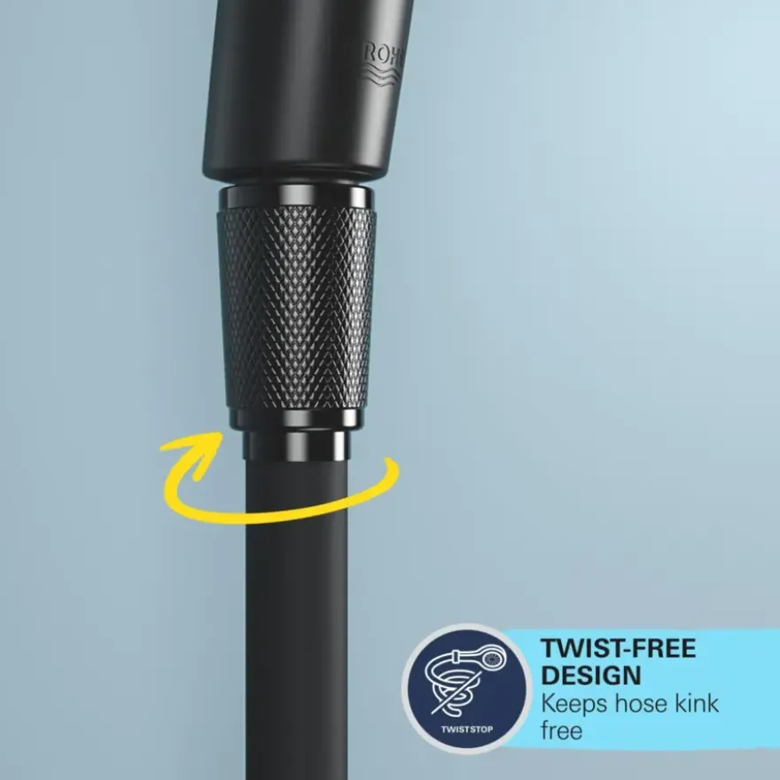 Grohe regendoucheset Quickfix Vitalio Start met handdouche 2 standen zwart - hartafstand kraan 15 cm
