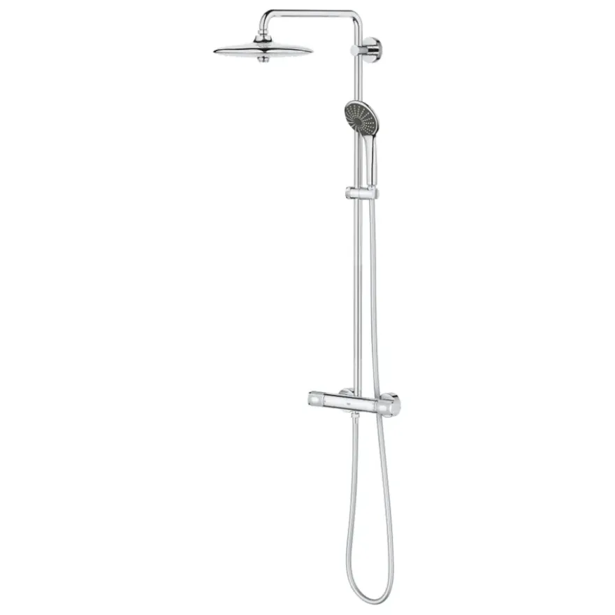 Grohe regendoucheset Quickfix Vitalio Joy - hoofddouche 26 cm - met handdouche en thermostaatkraan 3 standen chroom - hartafstand kraan 15 cm