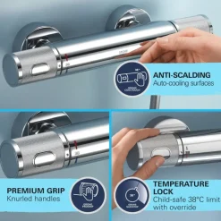 Grohe regendoucheset Quickfix Vitalio Joy - hoofddouche 26 cm - met handdouche en thermostaatkraan 3 standen chroom - hartafstand kraan 15 cm