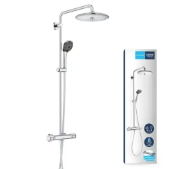 Grohe regendoucheset Quickfix Vitalio Joy - hoofddouche 26 cm - met handdouche en thermostaatkraan 3 standen chroom - hartafstand kraan 15 cm