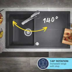 Grohe Start Keukenmengkraan lage uitloop mat zwart