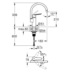 Grohe Start Keukenmengkraan C-Uitloop Mat Zwart