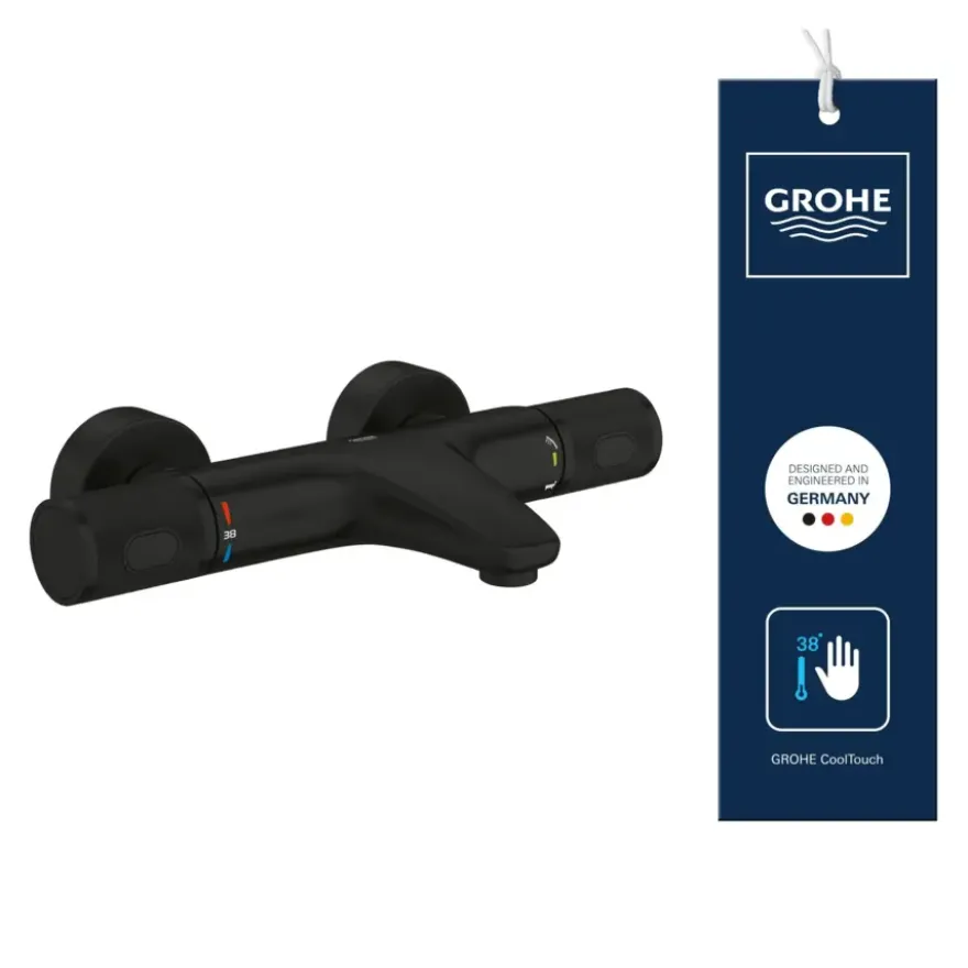 GROHE thermostatische badkraan Precision Feel mat zwart 15 cm