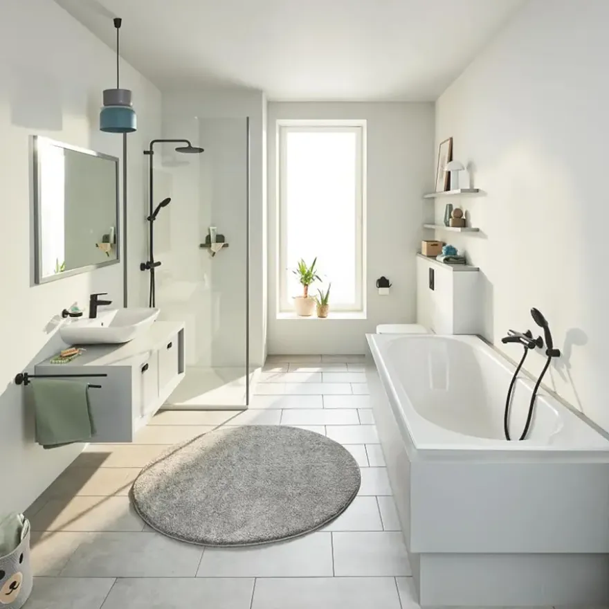 Grohe Thermostatische Badkraan Precision Trend met omstel 15cm Mat Zwart
