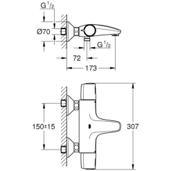 Grohe Thermostatische Badkraan Precision Trend met omstel 15cm Mat Zwart