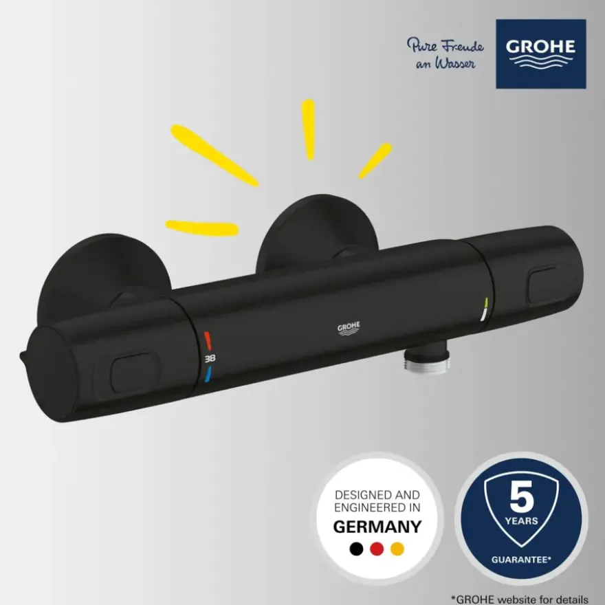 Grohe Thermostatische Douchekraan Precision Trend New 12 cm Mat Zwart