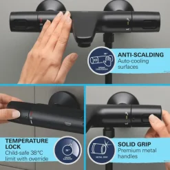 Grohe Thermostatische Douchekraan Precision Trend New 12 cm Mat Zwart