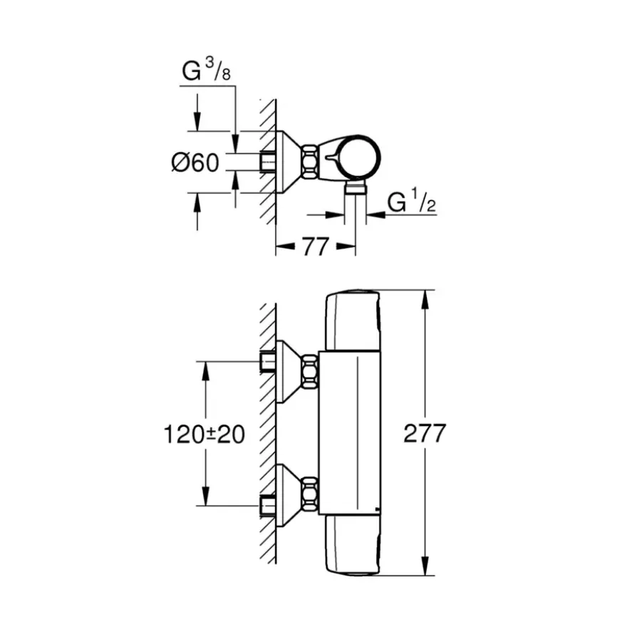 Grohe Thermostatische Douchekraan Precision Trend New 12 cm Mat Zwart