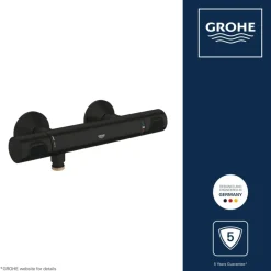 GROHE thermostatische douchekraan Precision Flow mat zwart 15 cm