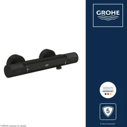 GROHE thermostatische douchekraan Precision Feel mat zwart 15 cm