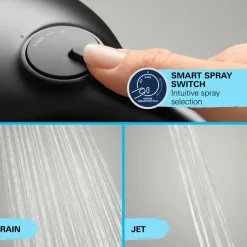 GROHE Vitalio Comfort 2025 regendouchesysteem met omstelkraan mat zwart