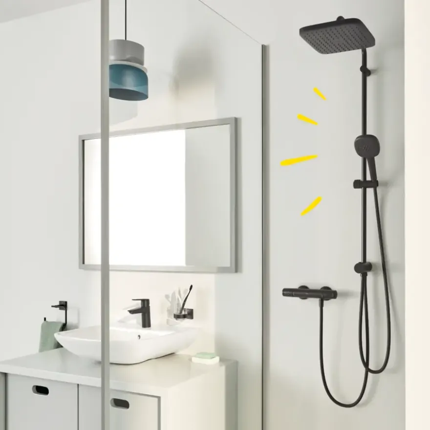 GROHE Vitalio Comfort 2025 regendouchesysteem met omstelkraan mat zwart