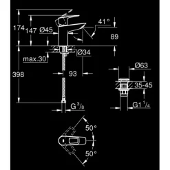 Grohe wastafelkraan Quickfix Start Loop S-Size push open