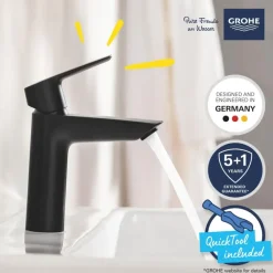Grohe wastafelkraan Start M-size QuickFix mat zwart